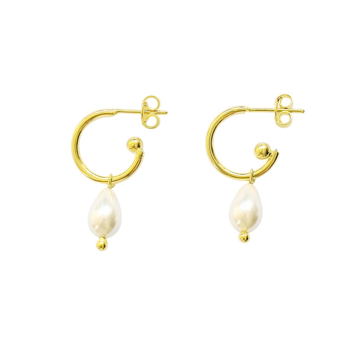 COGGIOLA - Aros Argolla Gota Perla Shellpearl Enchapado Oro 18K