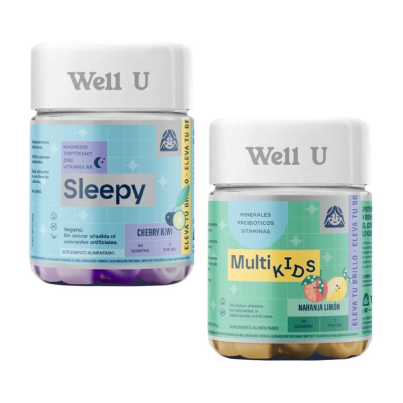WELL U - PACK X 2 GOMITAS MULTIKIDS + SLEEPY DREAMS 60U WELL U