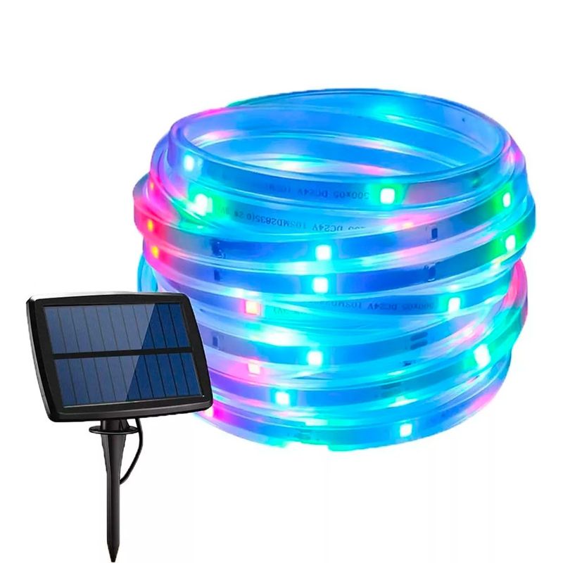 GENERICO - Cinta Led Solar Colores Exterior Luces Impermeable RGB Color 10 Metros