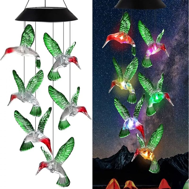 GENERICO - Luz Campana De Viento Colgante Led Solar Jardín Decorativa Colibri