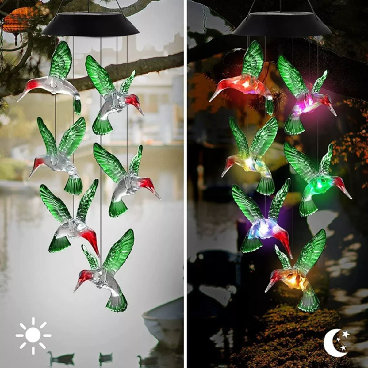 GENERICO - Luz Campana De Viento Colgante Led Solar Jardín Decorativa Colibri