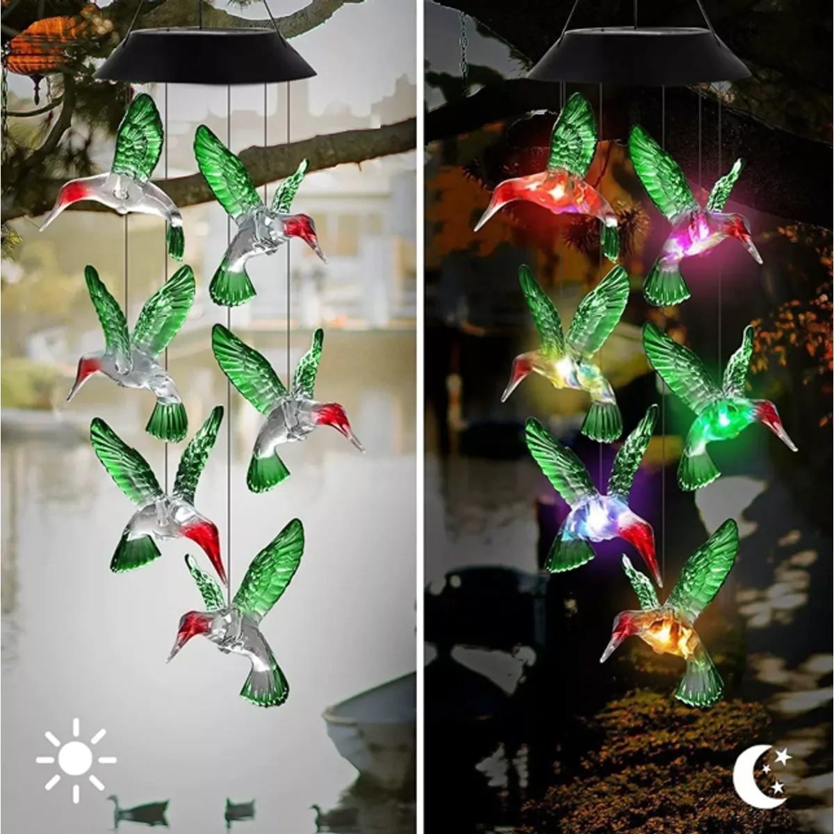 GENERICO - Luz Campana De Viento Colgante Led Solar Jardín Decorativa Colibri