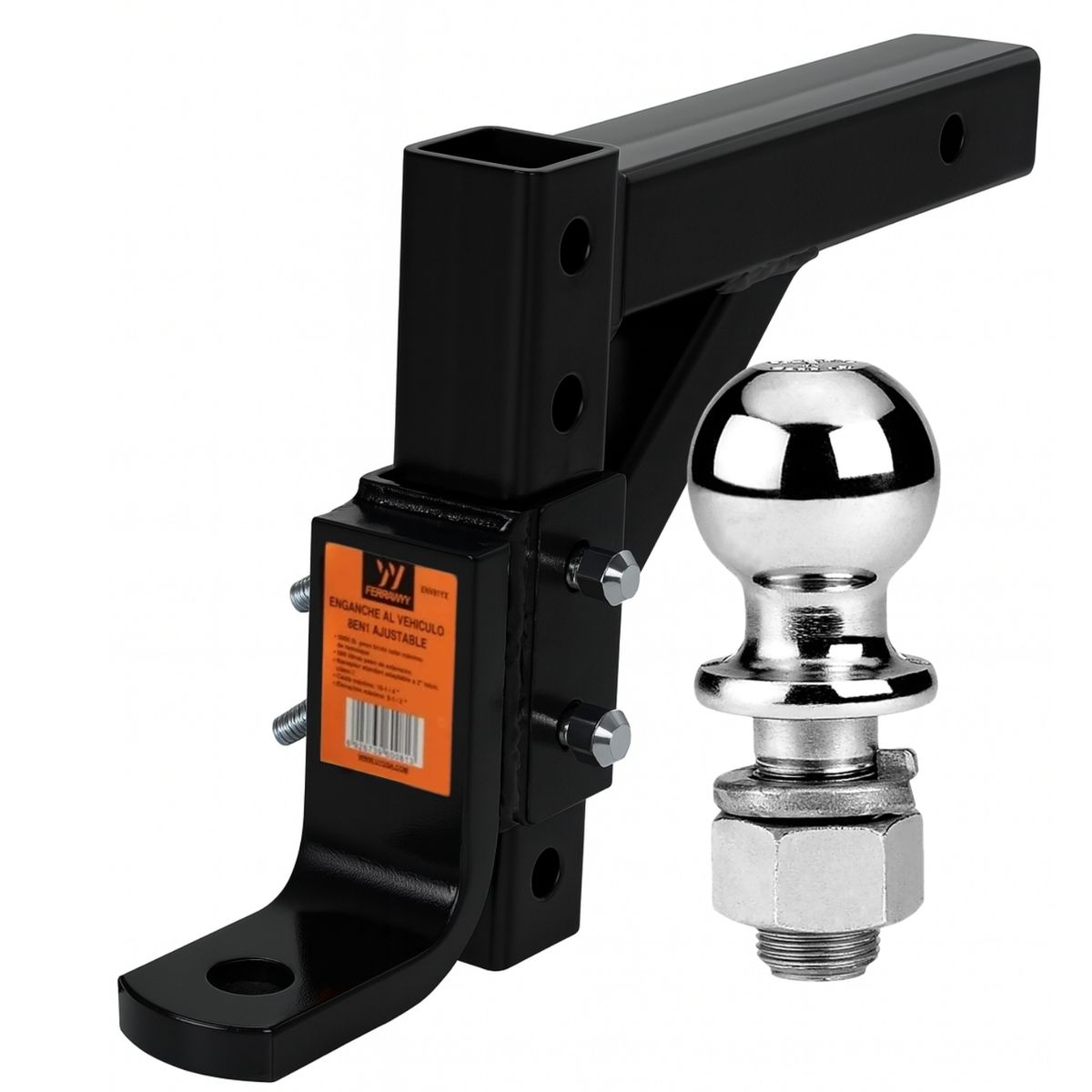 GRUPO UYUSA UYUSTOOLS - Enganche Remolque Carro De Arrastre Regulable En 8 Posiciones Con Coco De Arrastre 2 Ferrawyy