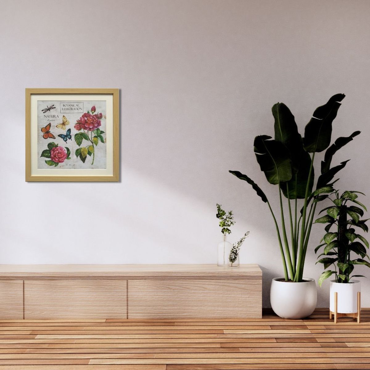 RONDA - Cuadro Lamina Flores Mariposa 50x50 cm