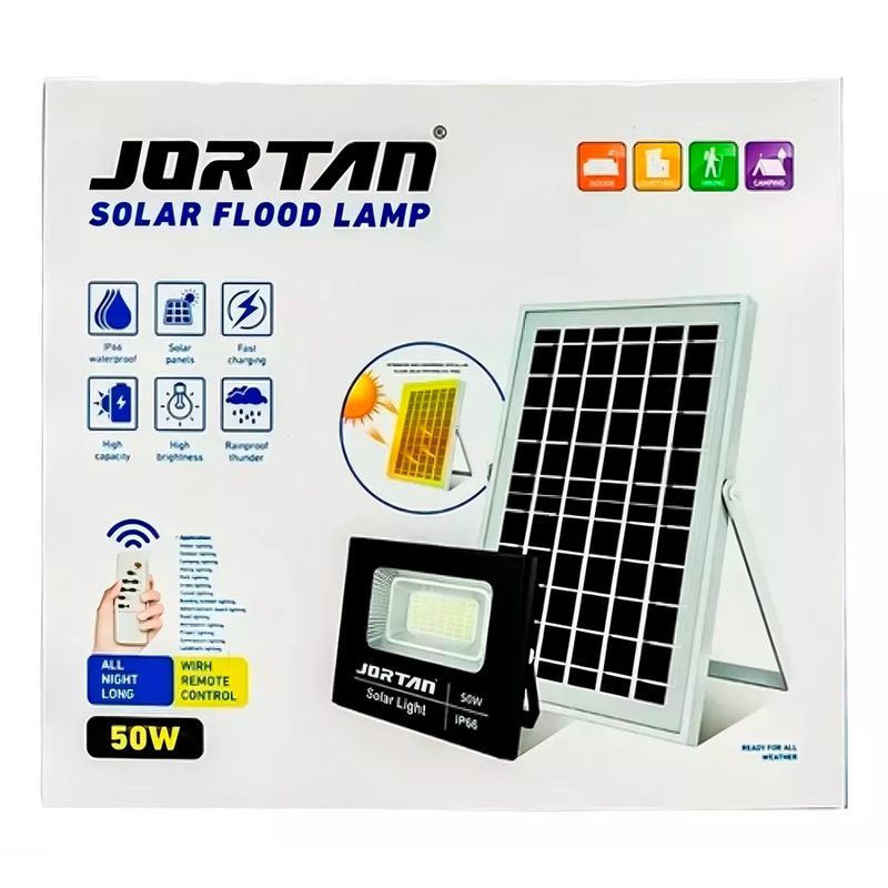 GENERICO - Reflector LED Recargable Con Panel Solar 50W Potente Luz Blanca