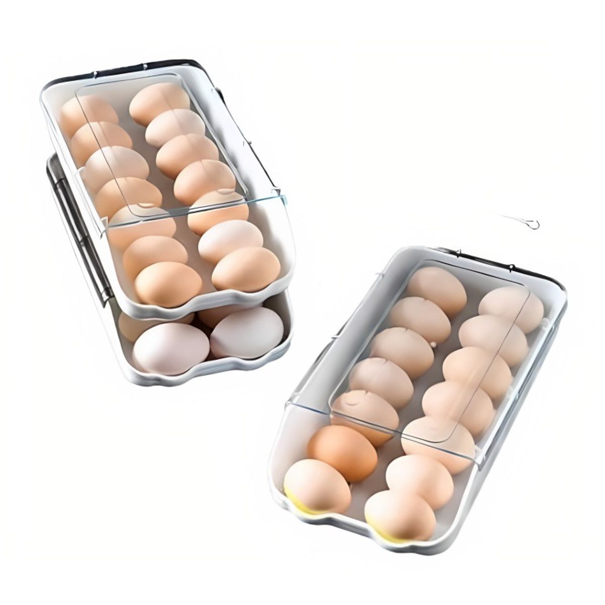 OEM - Pack de 2 Bandejas Organizadoras Porta Huevos Apilable