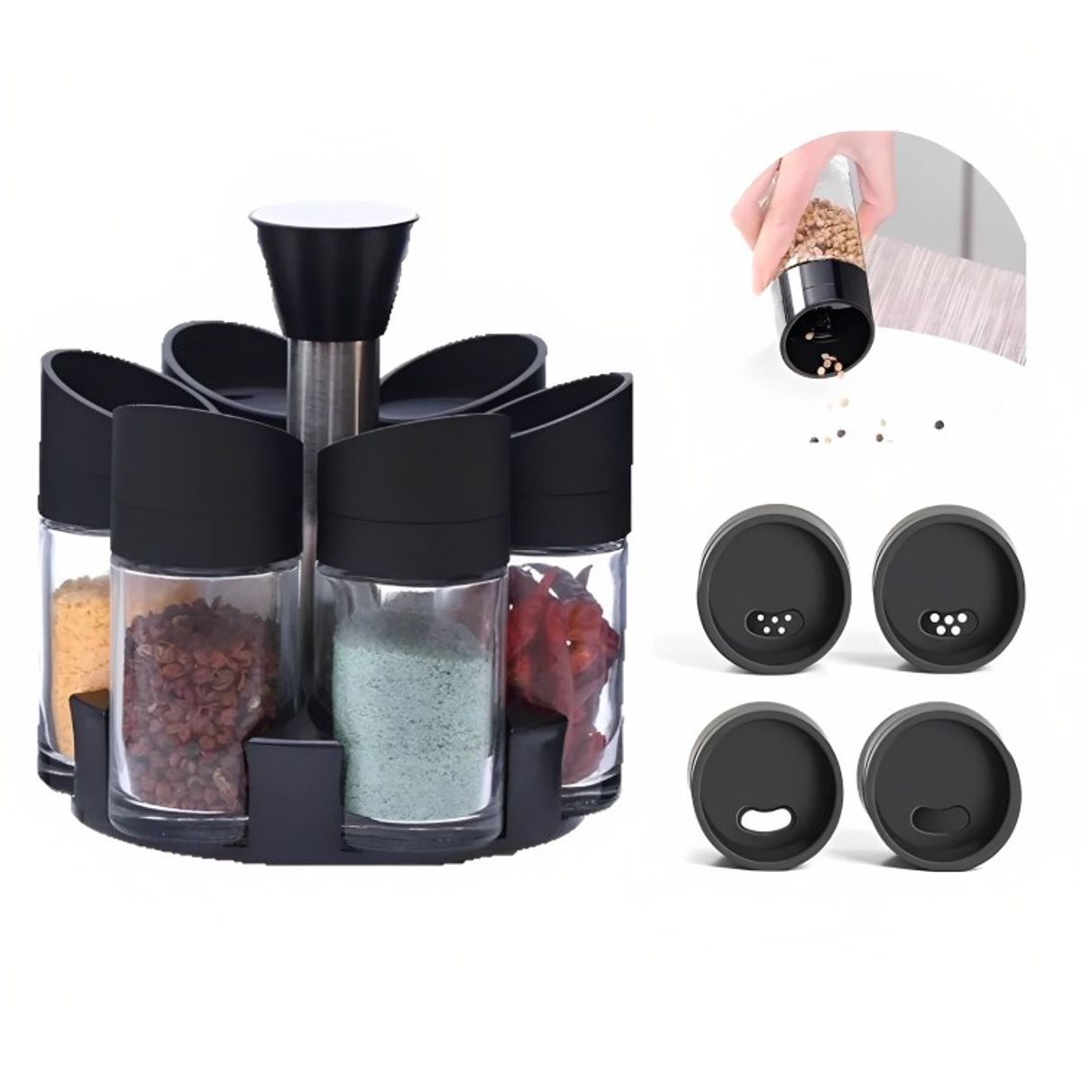 OEM - Set De 6 Especieros Condimentos Con Base Giratoria