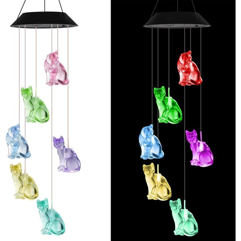 GENERICO - Luz Campana De Viento Colgante Led Solar Jardín Decorativa Gato