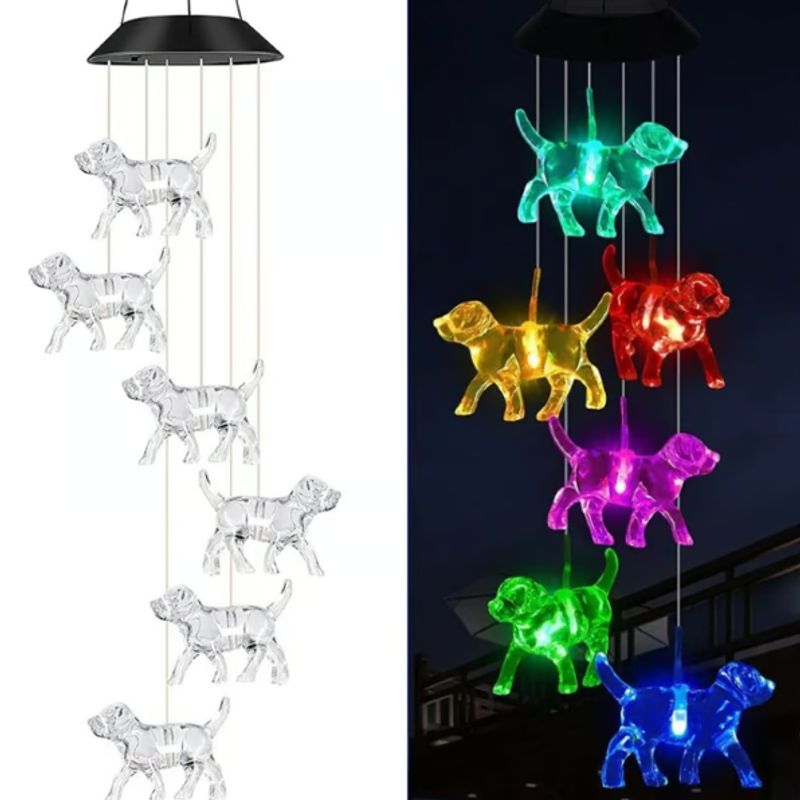 GENERICO - Luz Campana De Viento Colgante Led Solar Jardín Decorativa Perro