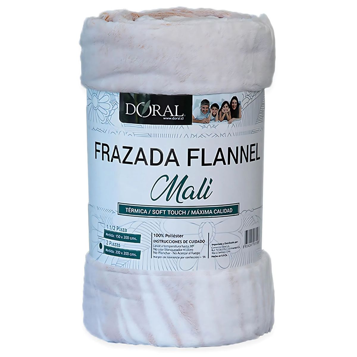 DORAL - Frazada Flannel 2 Plazas Tonos Rosas Doral Suave - SC