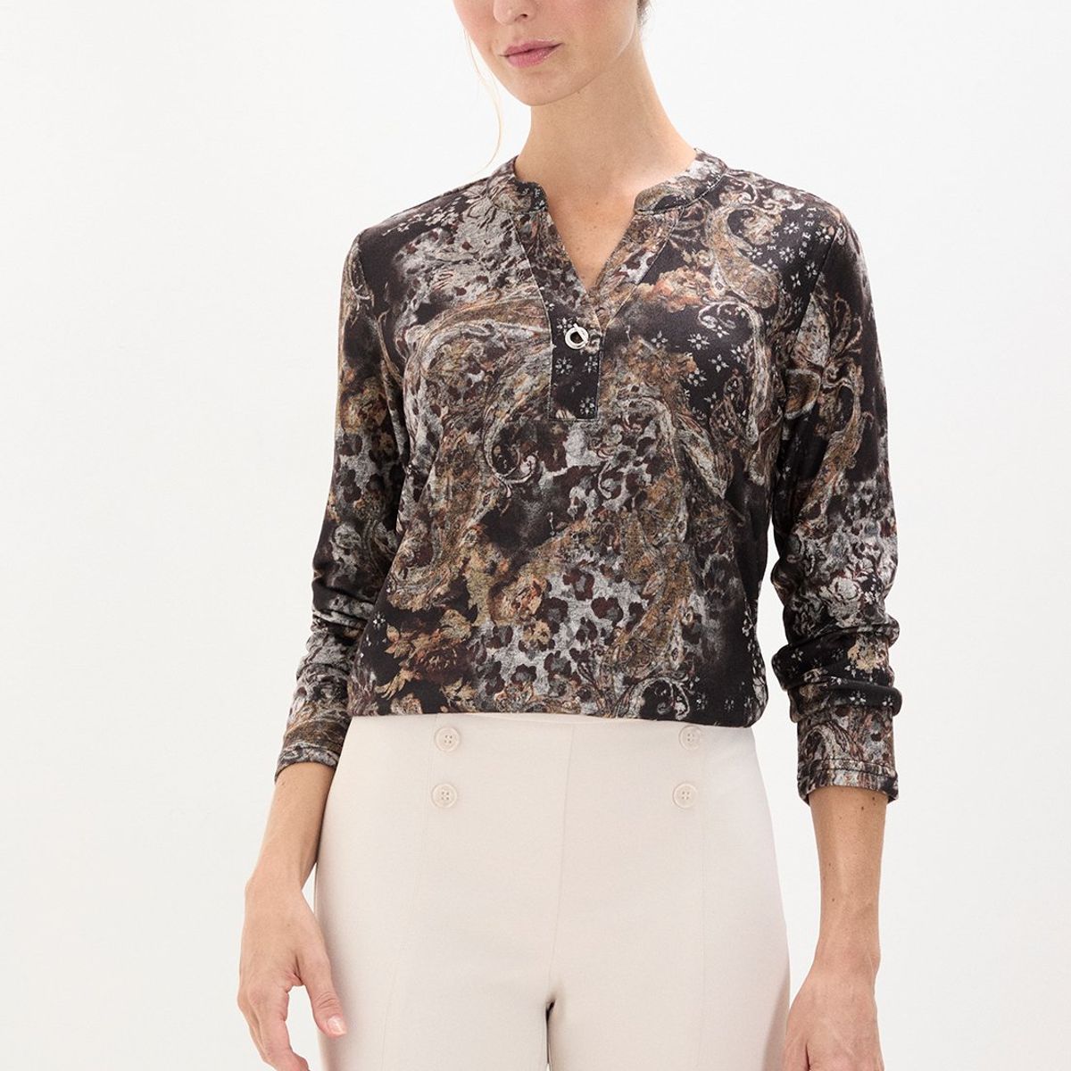 MA GRIFFE - Polera Manga Larga Beige Mujer Magriffe