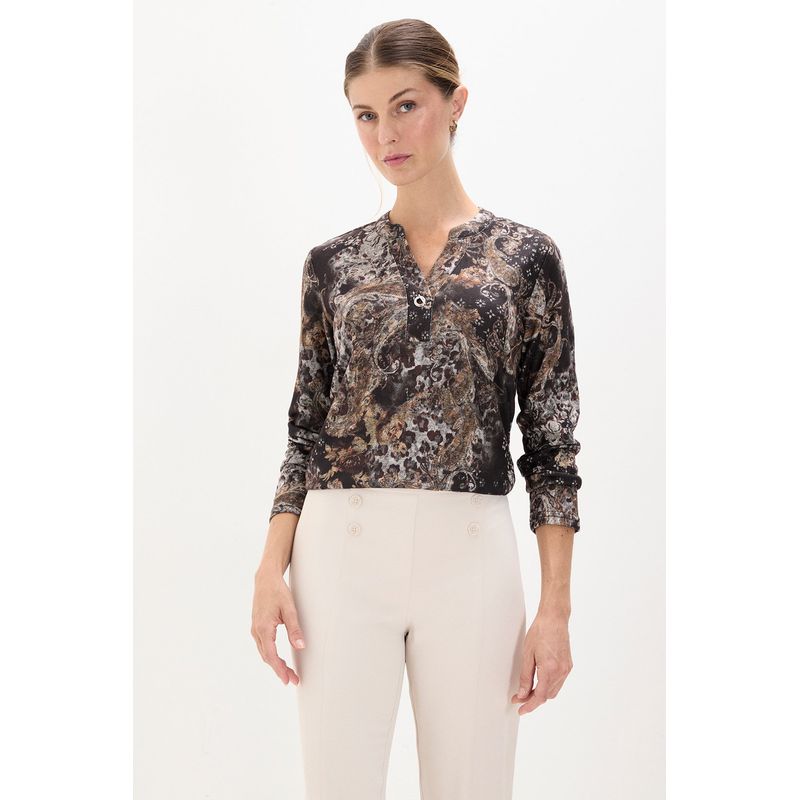 MA GRIFFE - Polera Manga Larga Beige Mujer Magriffe