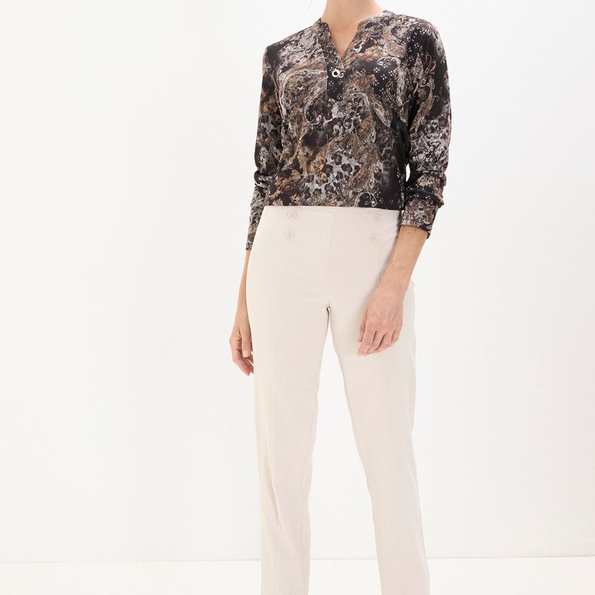 MA GRIFFE - Polera Manga Larga Beige Mujer Magriffe