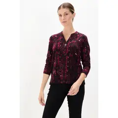 MA GRIFFE - Polera Manga Larga Burdeo Mujer Magriffe