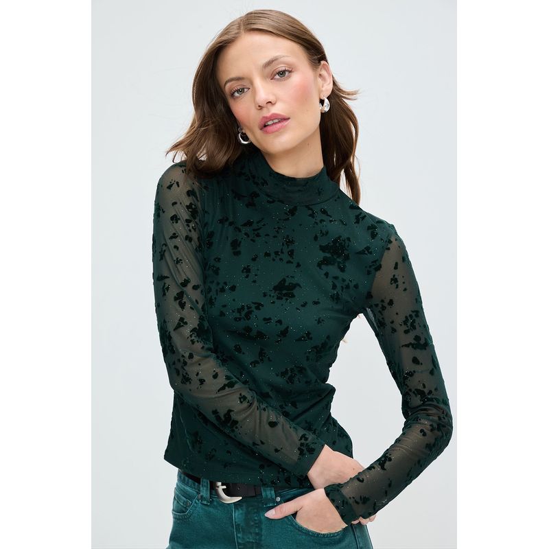 IO - Polera Manga Larga Verde Musgo Mujer Io
