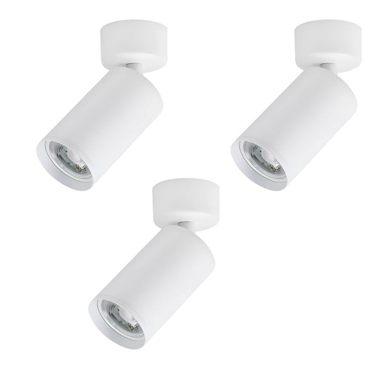 WANT - 3 Focos Blancos Cilindro Sobrepuesto Dirigible 7w Luz Fría