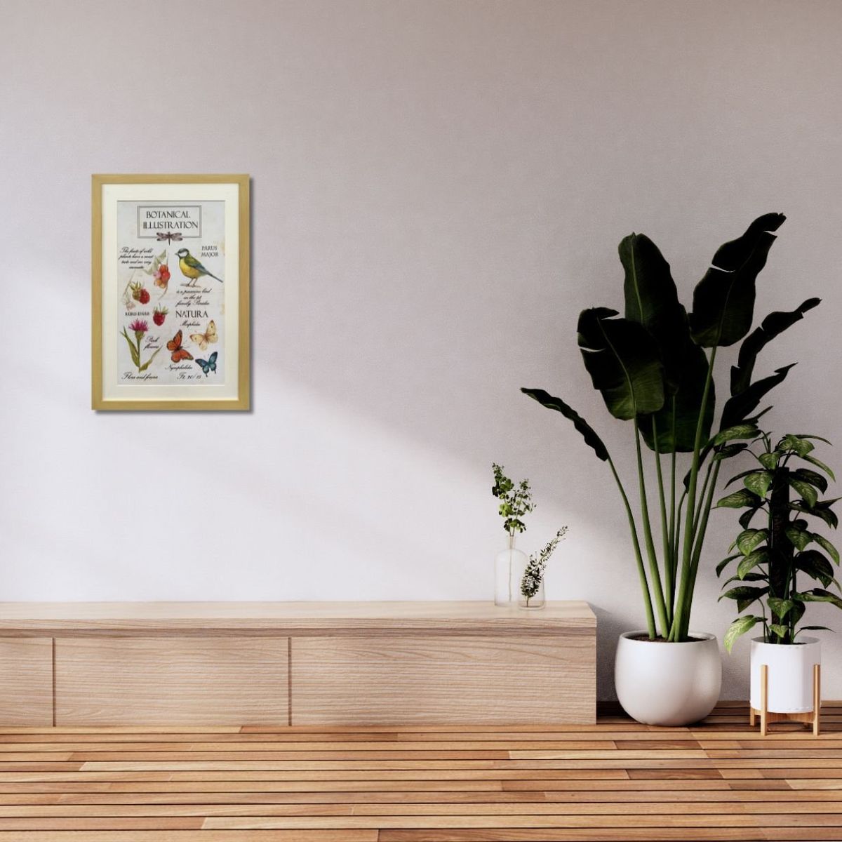 RONDA - Cuadro Lamina Pajaro Flores 40x60 cm