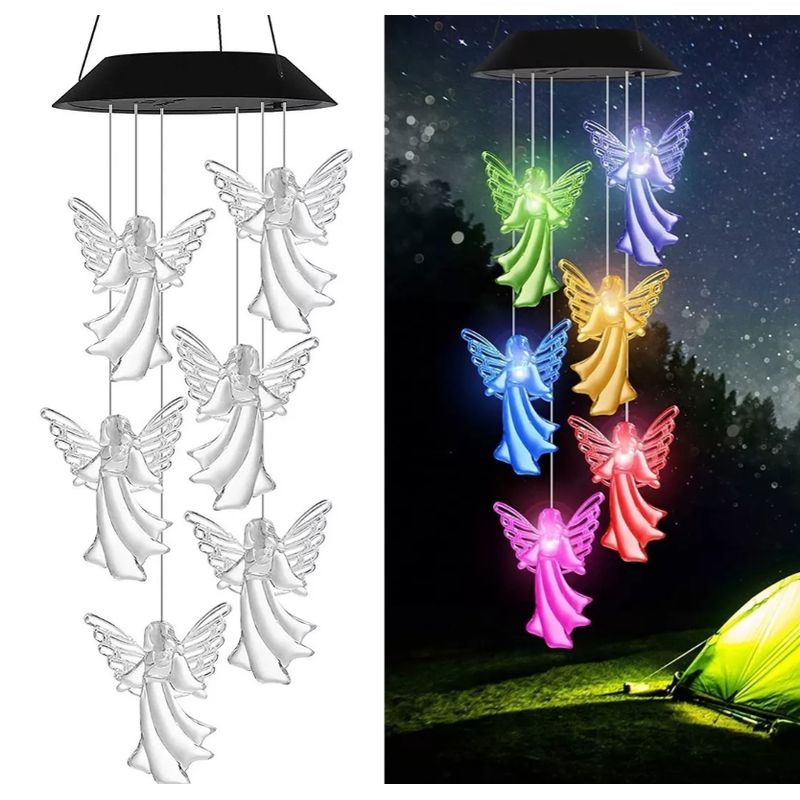 GENERICO - Luz Campana De Viento Colgante Led Solar Jardín Decorativa Angel
