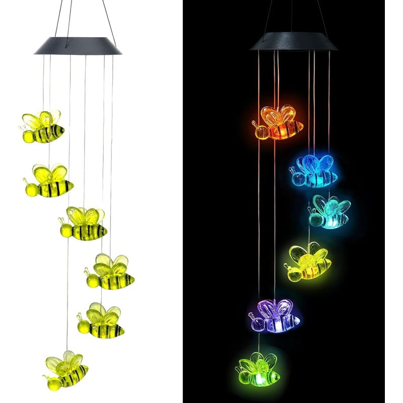 GENERICO - Luz Campana De Viento Colgante Led Solar Jardín Decorativa Abeja