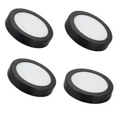 GENERICO - PACK 4 PANEL LED REDONDO SOBREPUESTO NEGRO 12W 4000K/LUZ NEUTRA