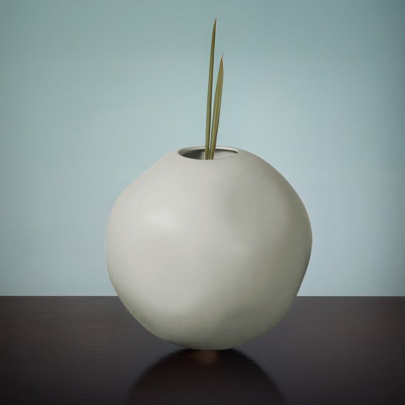 RE DECORA - Jarrón de Cerámica Redondo Grande Minimalista Verde