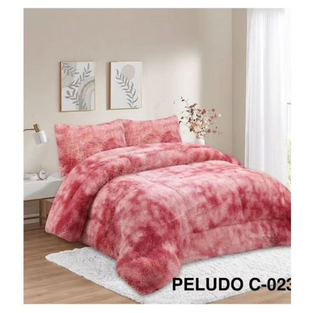 GENERICO - Cobertor Peludo Chiporro 1.5 Plazas - Rosado Jaspeado C023