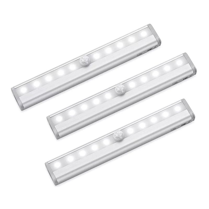 GENERICO - Pack X3 Luces Luz Barra Led Recargable Con Sensor Movimiento