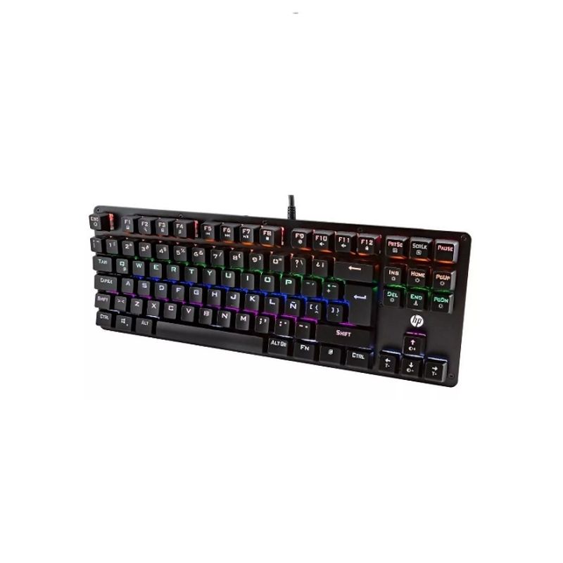 GENERICO - Teclado Gamer HP GK200 QWERTY HP Blue Español Negro con Luz RGB