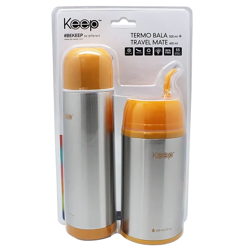 KEEP - Set Termo Bala + Travel Mate Doble Pared Naranjo Keep - SC