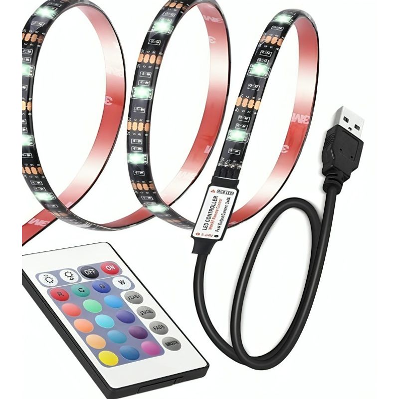 GENERICO - Tira De Luz Led Strip 16 Colores 5 M SIN Control Para Tv