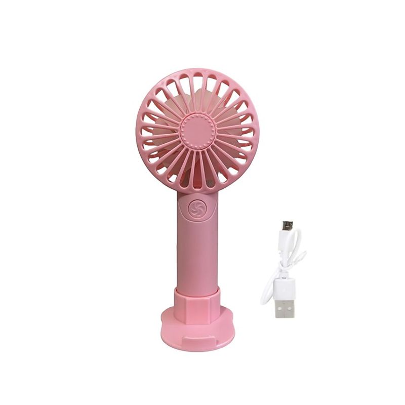 GENERICO - MINI VENTILADOR PORTATIL CON SOPORTE CELULAR LUZ - ROSA