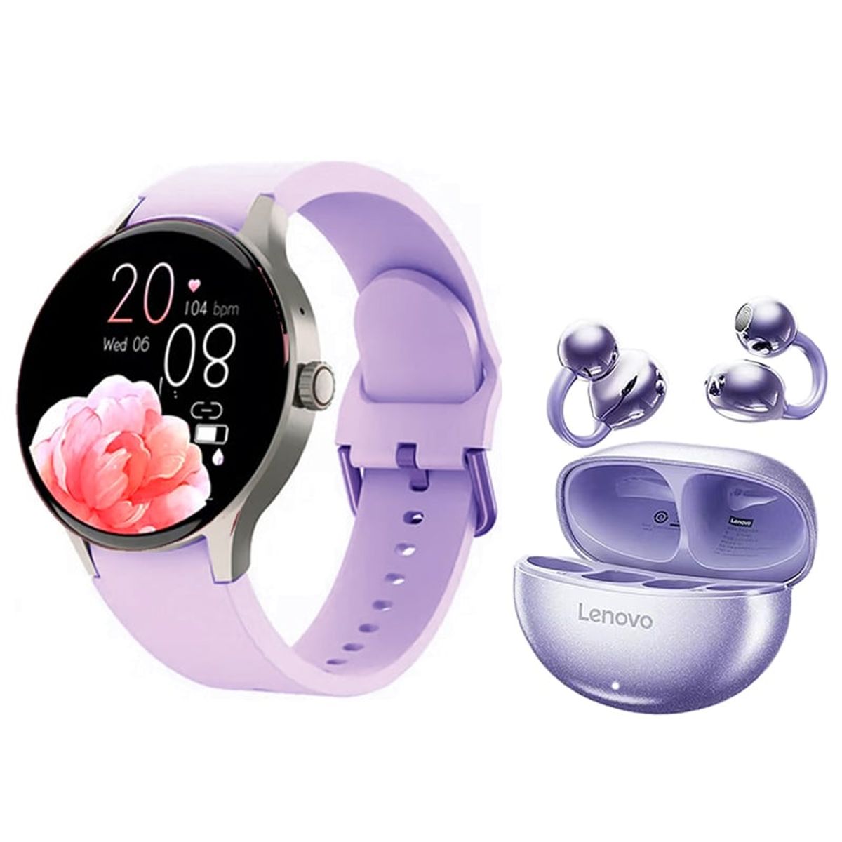 LENOVO - Reloj inteligente  Toumi Y80 Morado y Audifonos Lenovo TA140 -P_