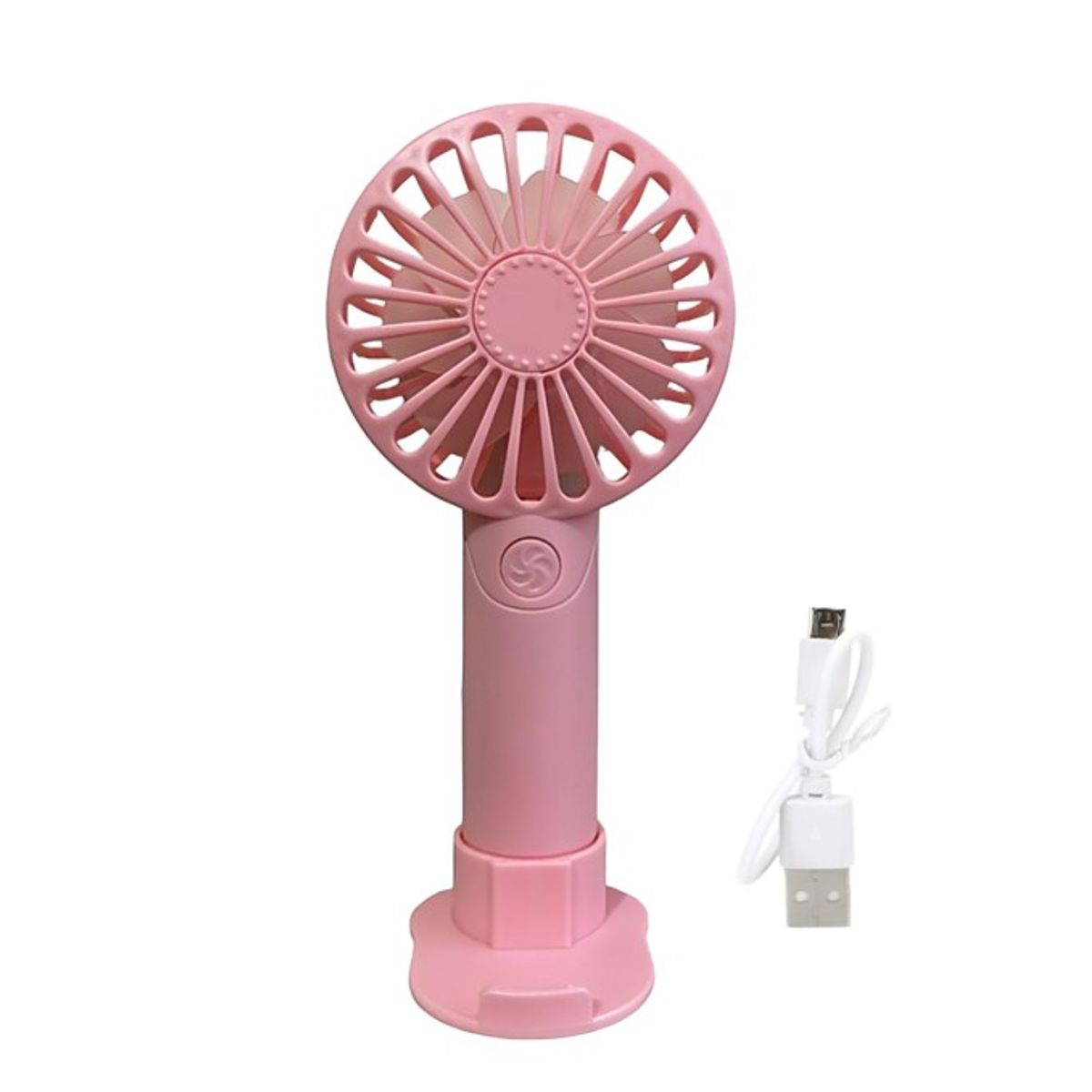 GENERICO - MINI VENTILADOR PORTATIL CON SOPORTE CELULAR LUZ - ROSA
