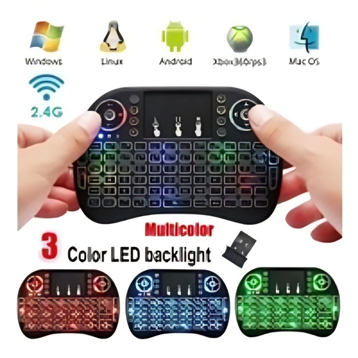 GENERICO - Mini Teclado Air Mouse Para Smart Luz Colores