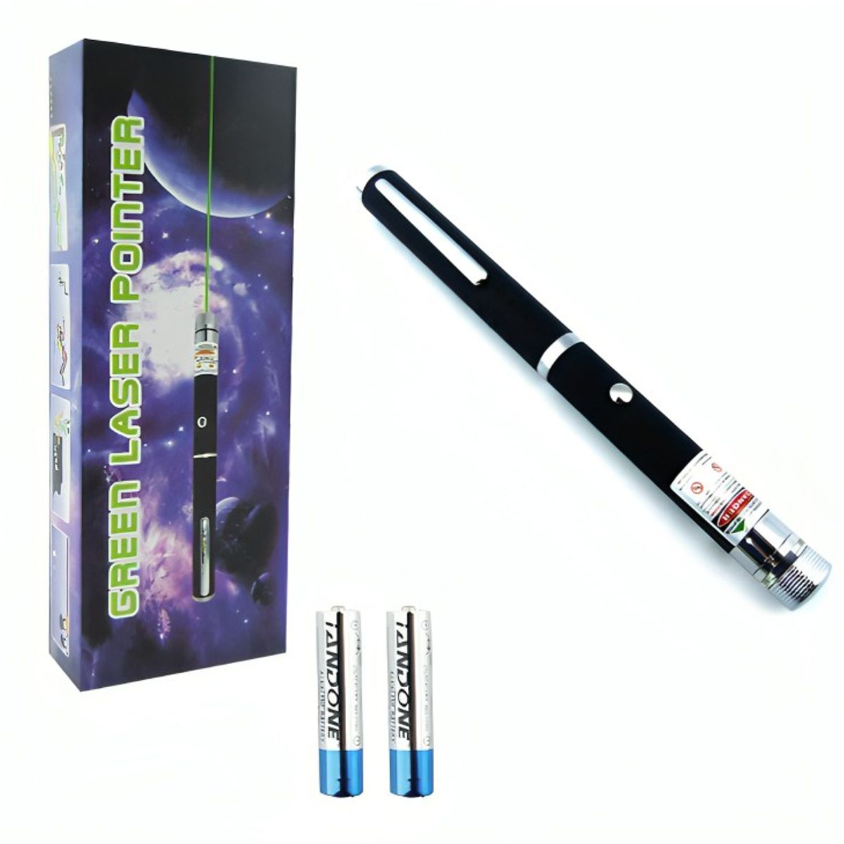 GENERICO - PUNTERO LASER VERDE 10000MW LLUVIA Y PUNTO ESTUCHE A PILA