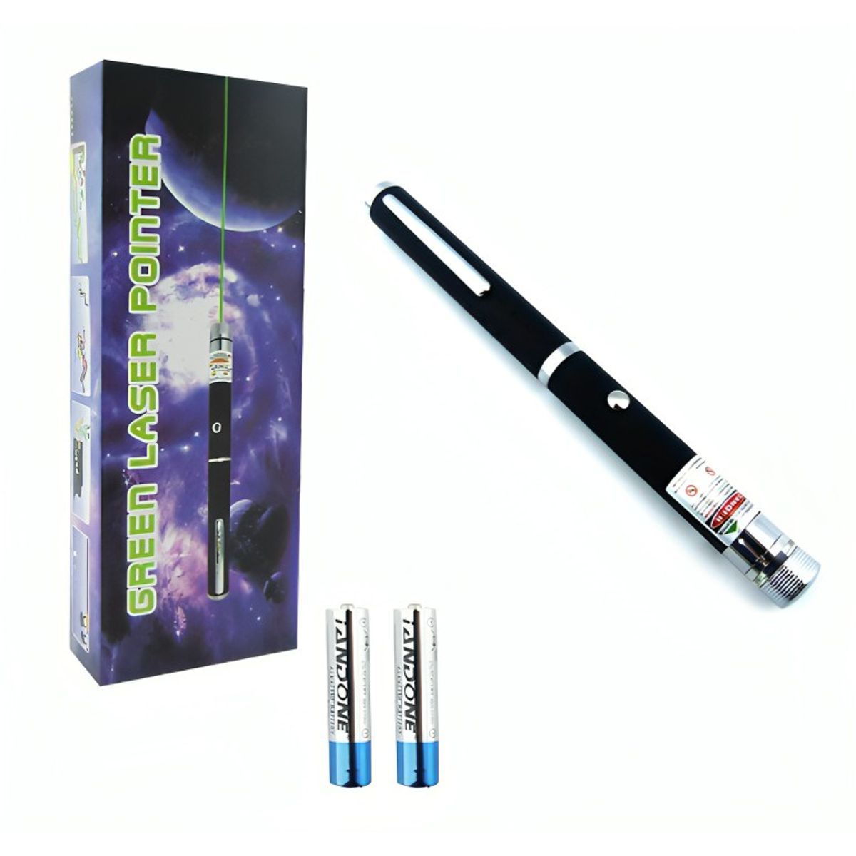 GENERICO - PUNTERO LASER VERDE 10000MW LLUVIA Y PUNTO ESTUCHE A PILA