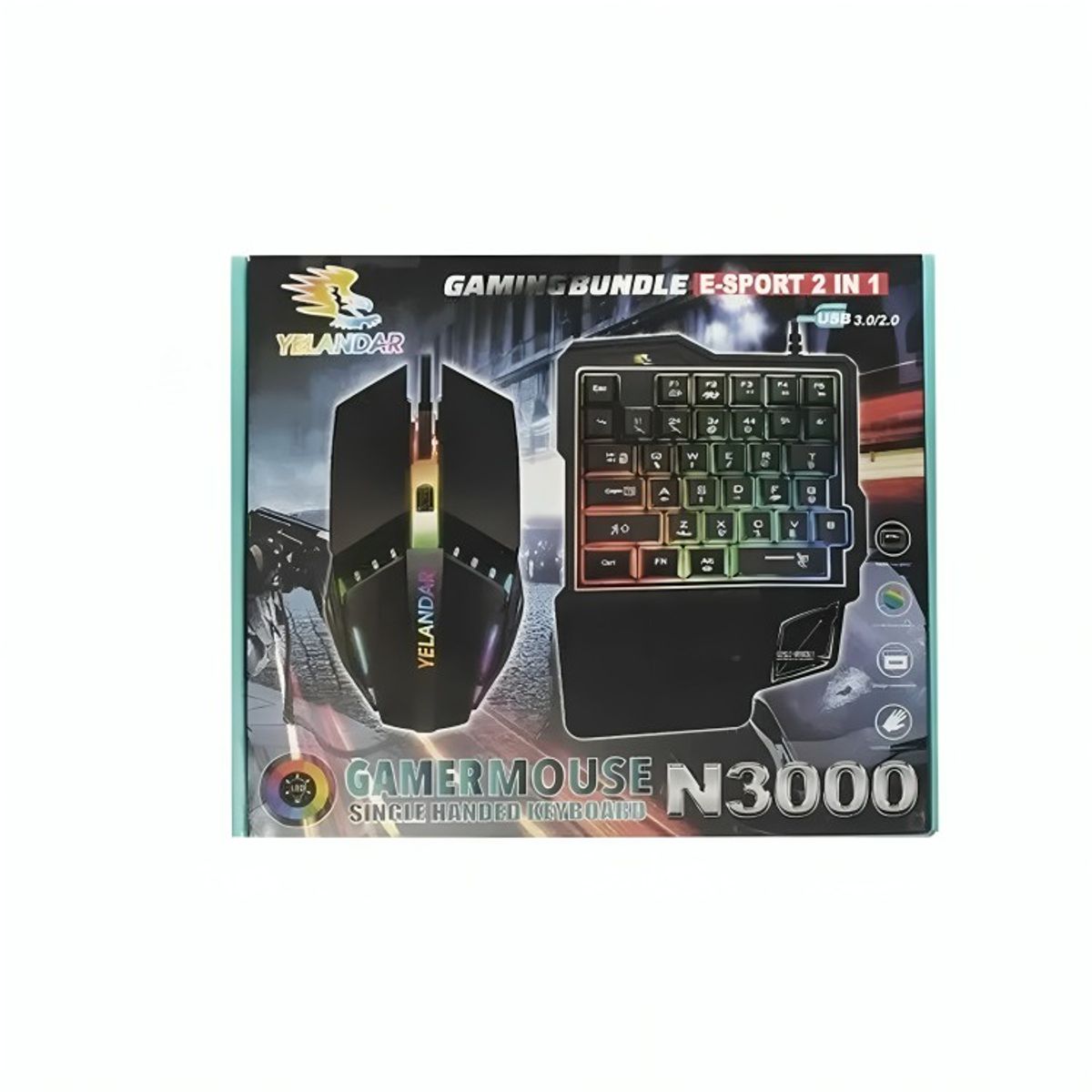 GENERICO - KIT TECLADO MOUSE GAMER CELULAR YELANDAR N3000 RGD