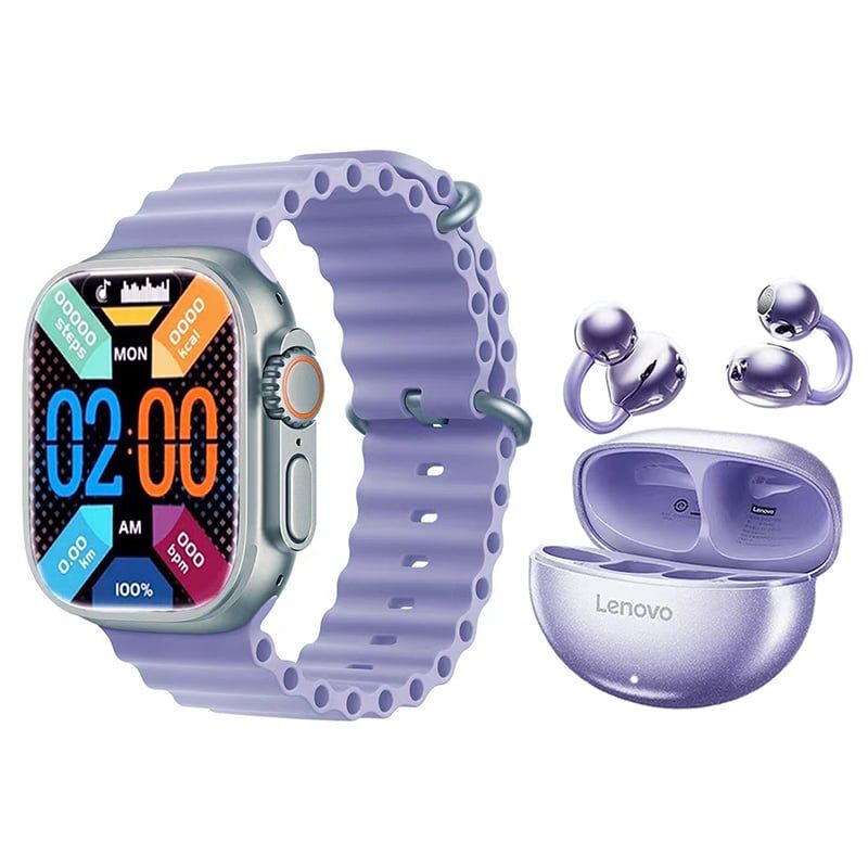 LENOVO - Audifonos Lenovo TA140-Morado y Reloj Inteligente  Toumi S8-P_