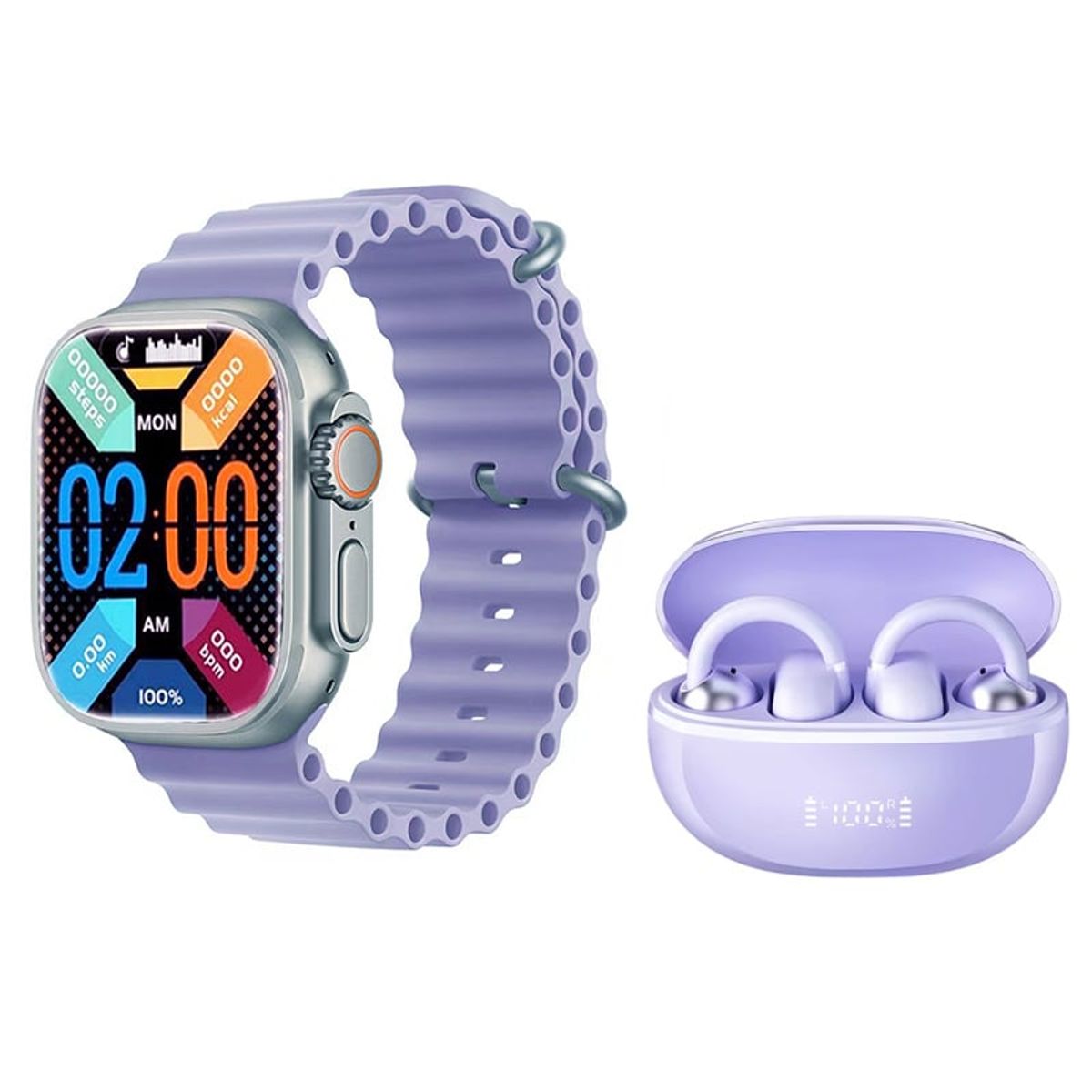HAYLOU - Audifonos Haylou Airfree-Morado y Reloj Inteligente Toumi S8-P_