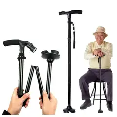 INVENCIBLE - BASTON FLEXIBLE ORTOPEDICO PLEGABLE CON ILUMINACION MX33