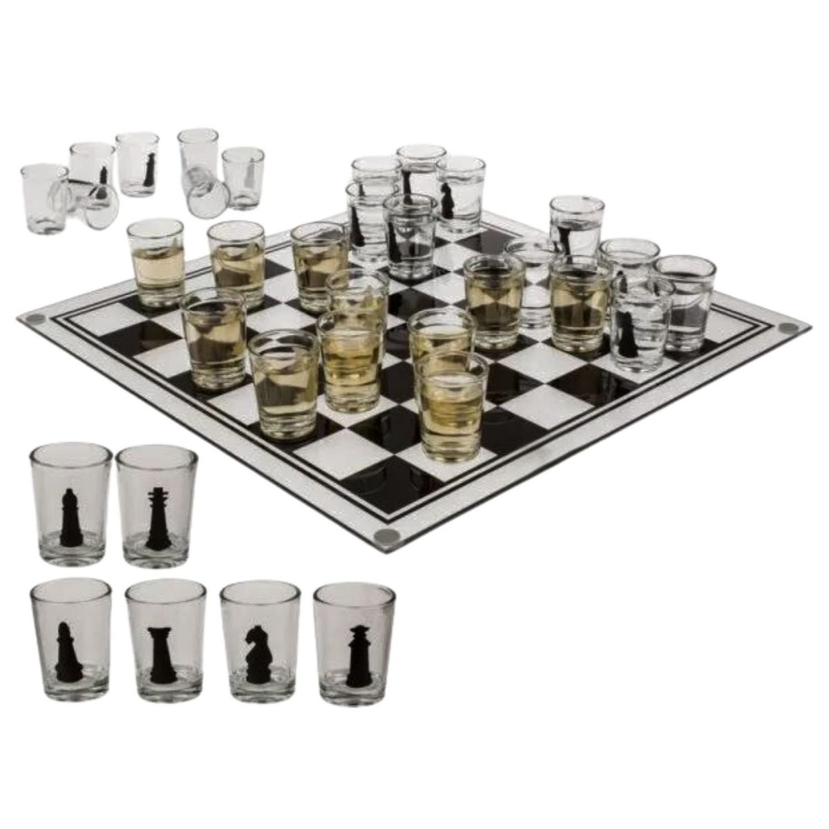 INVENCIBLE - AJEDREZ CRISTAL SHOPERO TRAGOS CHUPITO MZ90