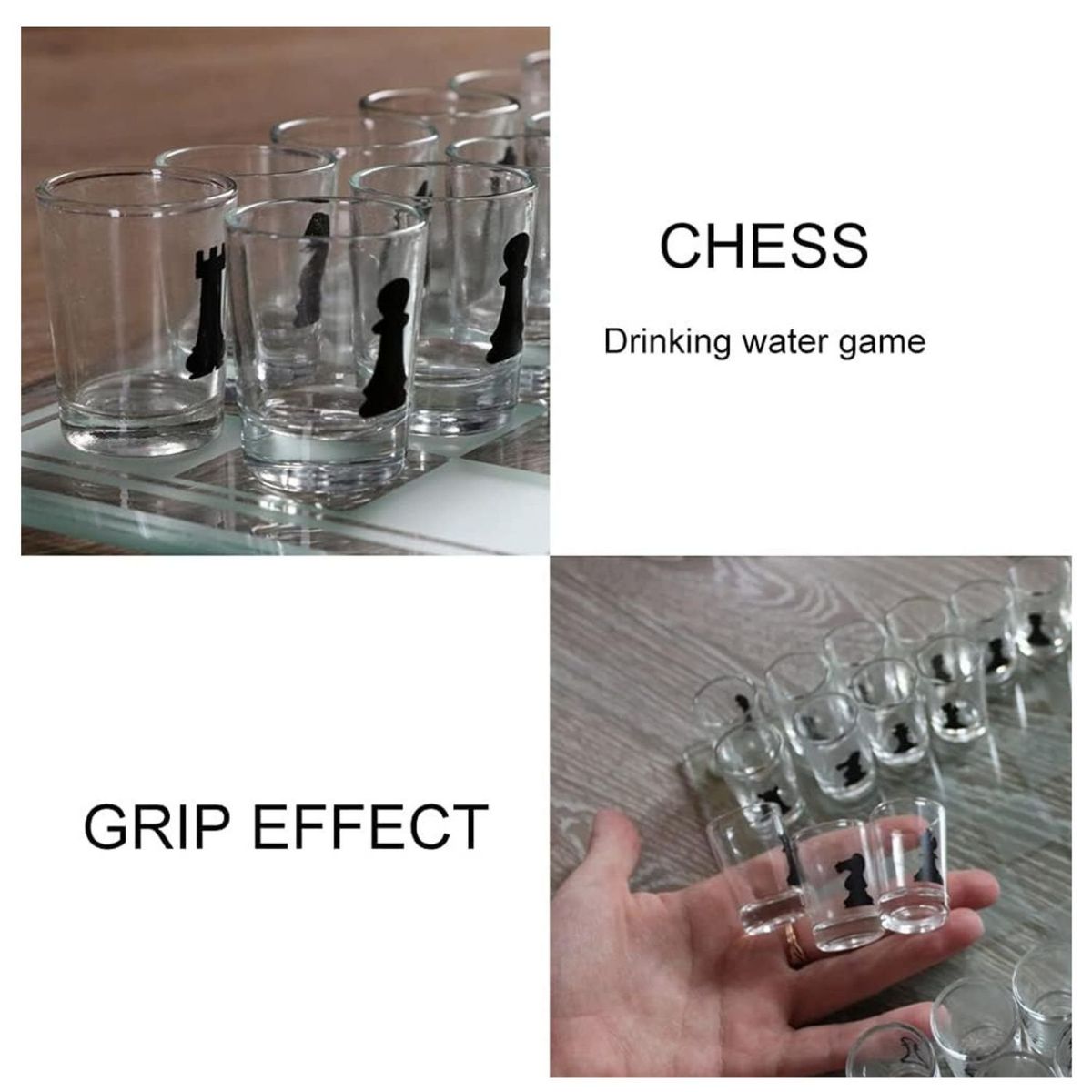 INVENCIBLE - AJEDREZ CRISTAL SHOPERO TRAGOS CHUPITO MZ90