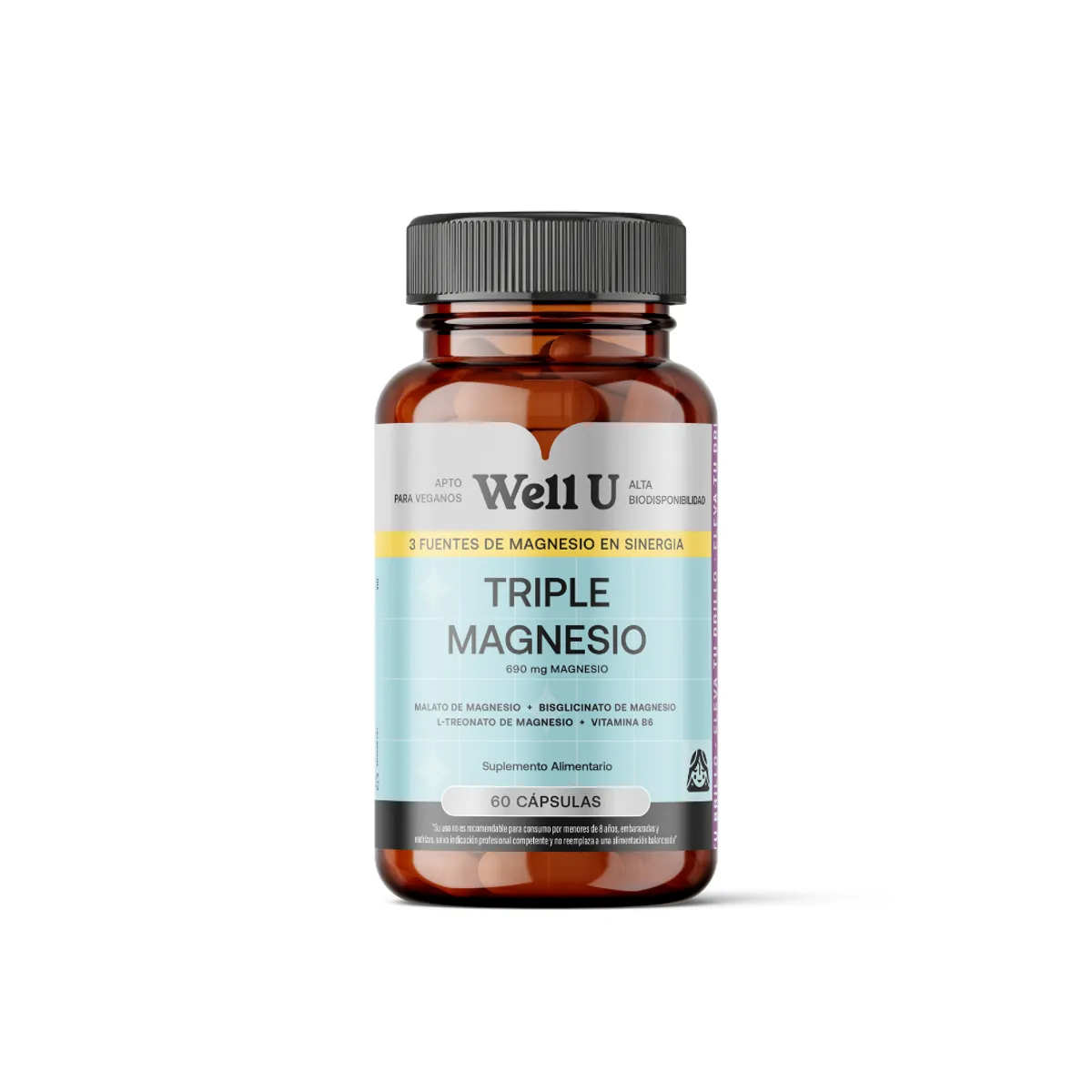 WELL U - TRIPLE MAGNESIO 690mg 60 CÁPSULAS WELL U