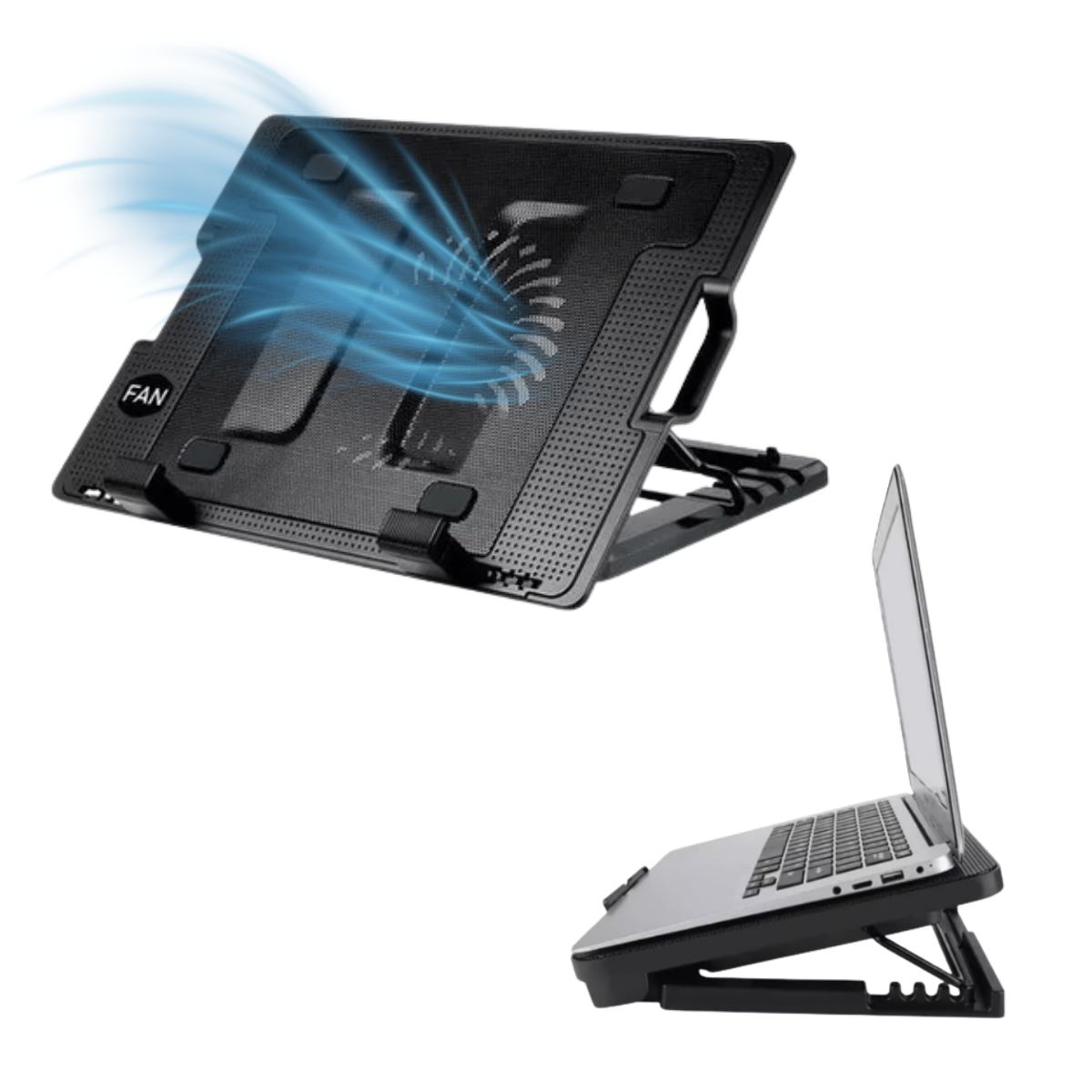 GENERICO - Base Ventilador Notebook Gamer N18 Con Luz Led Altura Ajustable Negro