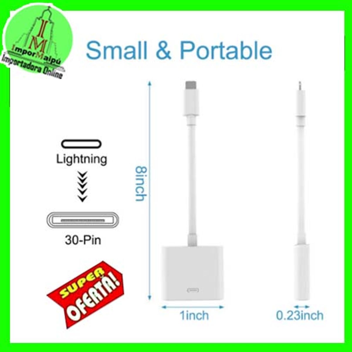 GENERICO - Adaptador para Iphone Lightning OTG de 8 pines Macho A 30 Pines Hembra