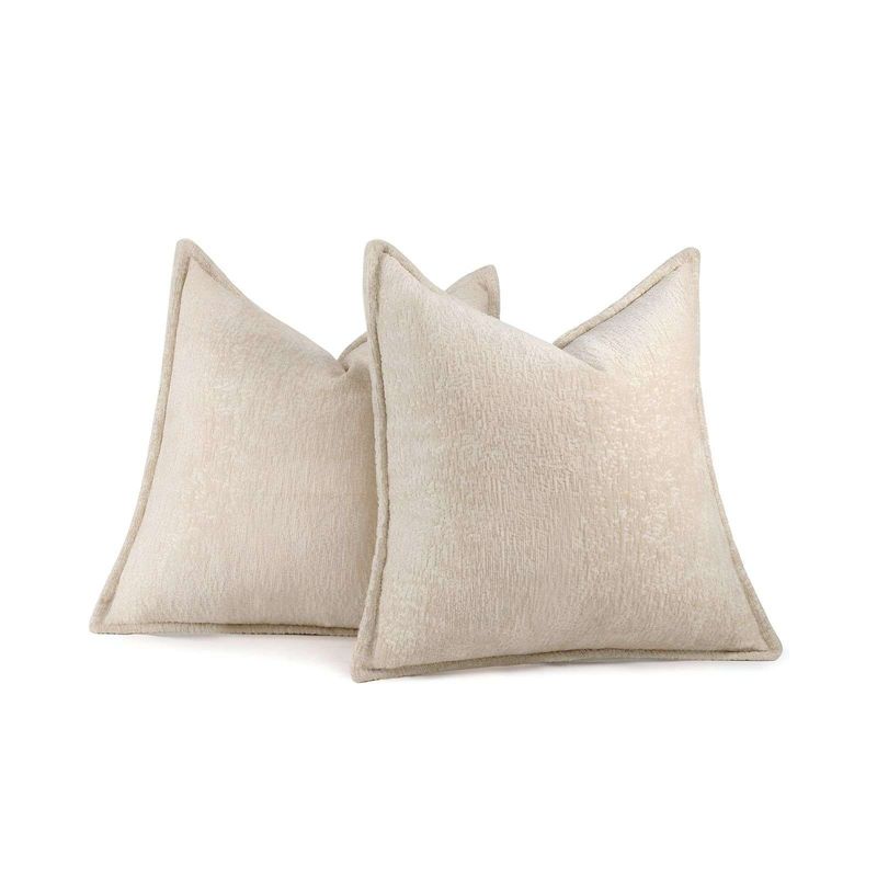 GENERICO - SET DE 2 FUNDAS DE COJIN CHENILLE 45x45 BLANCO