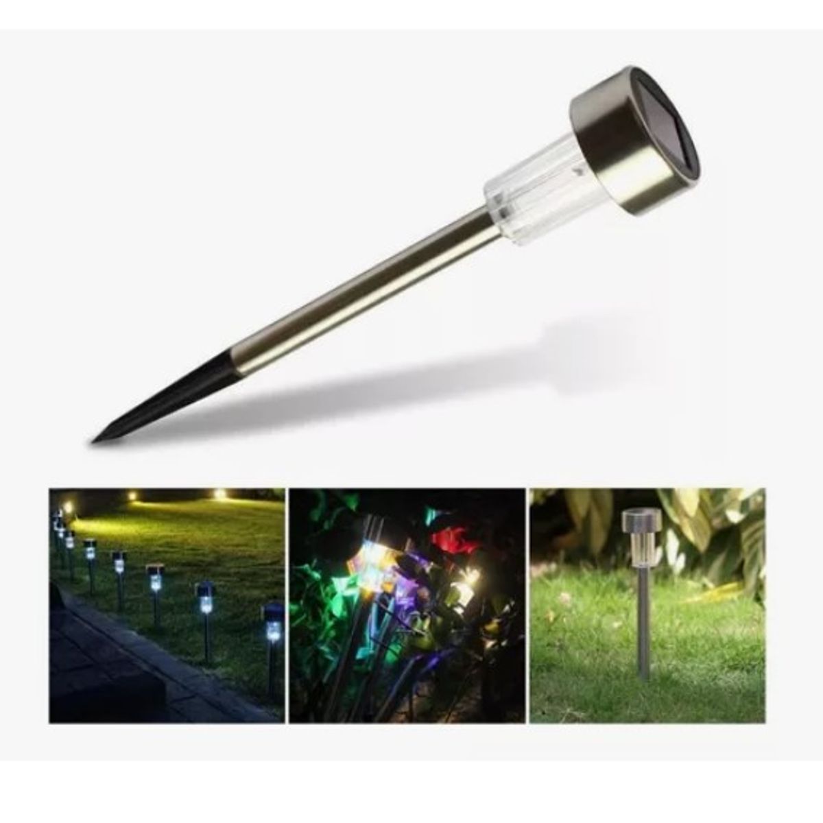 ESHOPANGIE - Set 5 Focos Faroles Solares Led, Con Estaca Para Jardin Blanco