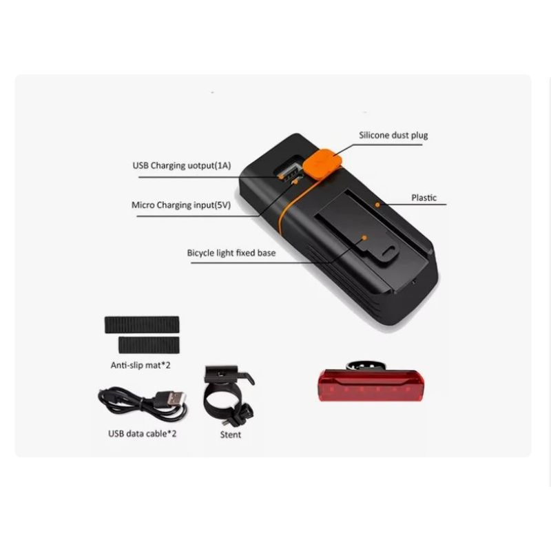 ESHOPANGIE - Linterna Led Bicicleta Delantera Y Trasera Usb Recargable