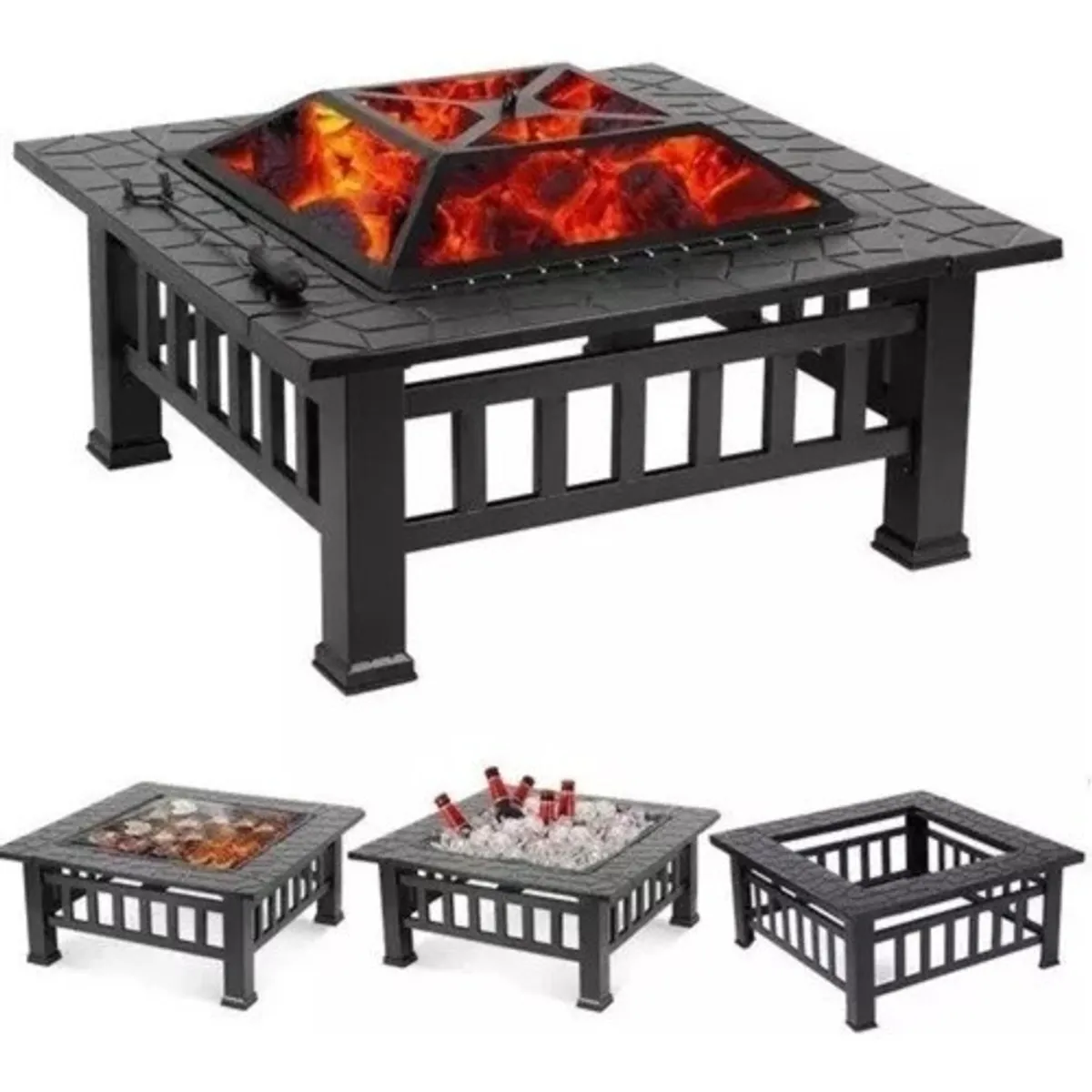 MUNDO MAGIA - Brasero Premium Para Leña O Carbón Con Tapa 3 En 1