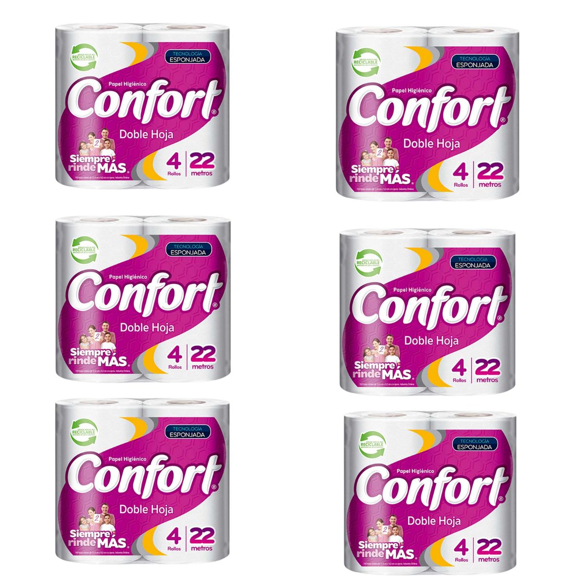 CONFORT - Papel Higiénico Confort Doble Hoja 24 Unidades 22 M
